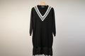 Varsity Black Snug Dress With Lace