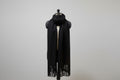 Black Pure Lambswool Shawl With Suede Tassels