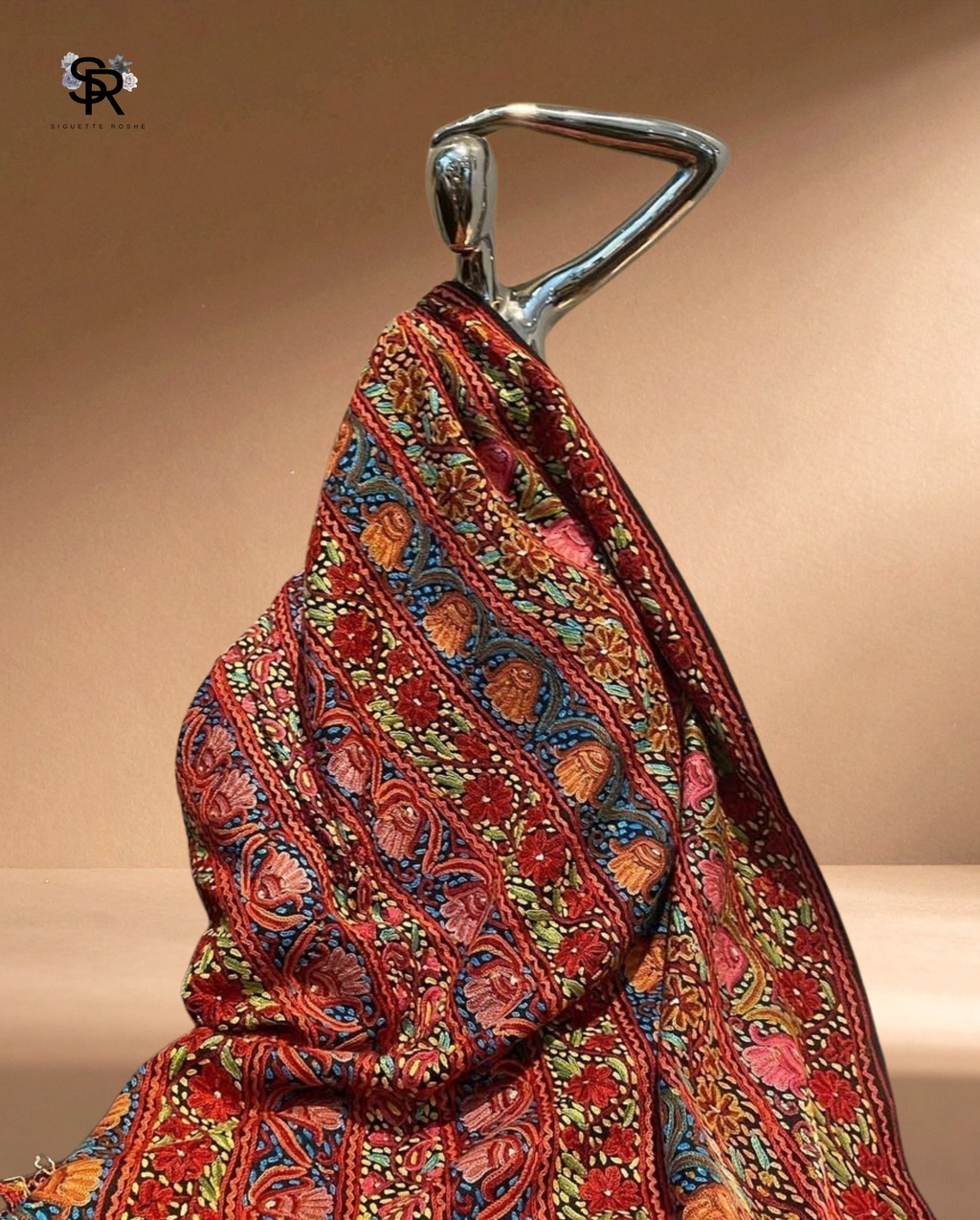 Bageecha Cashmere Wool Shawl With Aari Embroidery