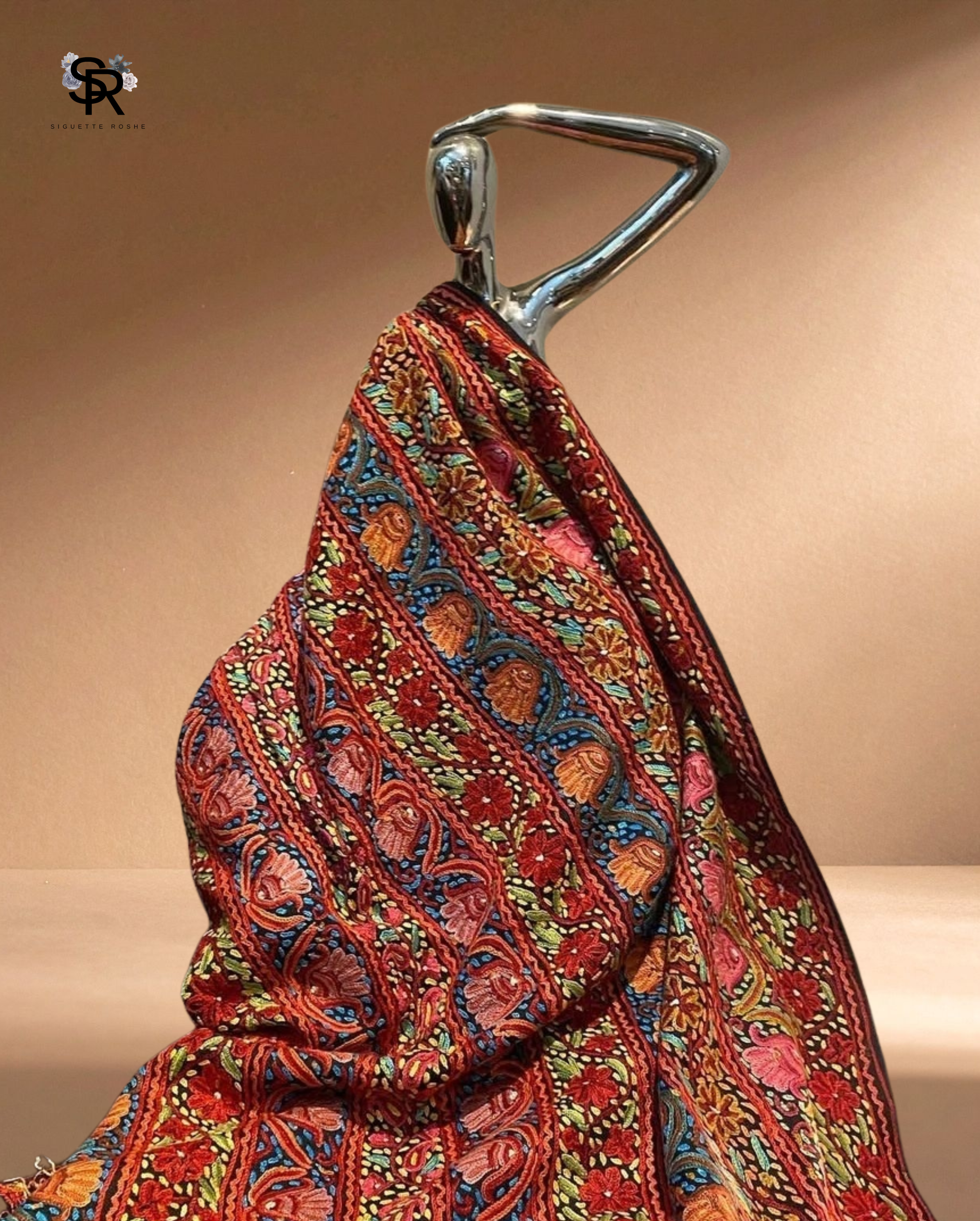 Bageecha Cashmere Wool Shawl With Aari Embroidery