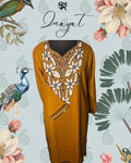 Tangerine Aari-Embroidered Cotton Kurti