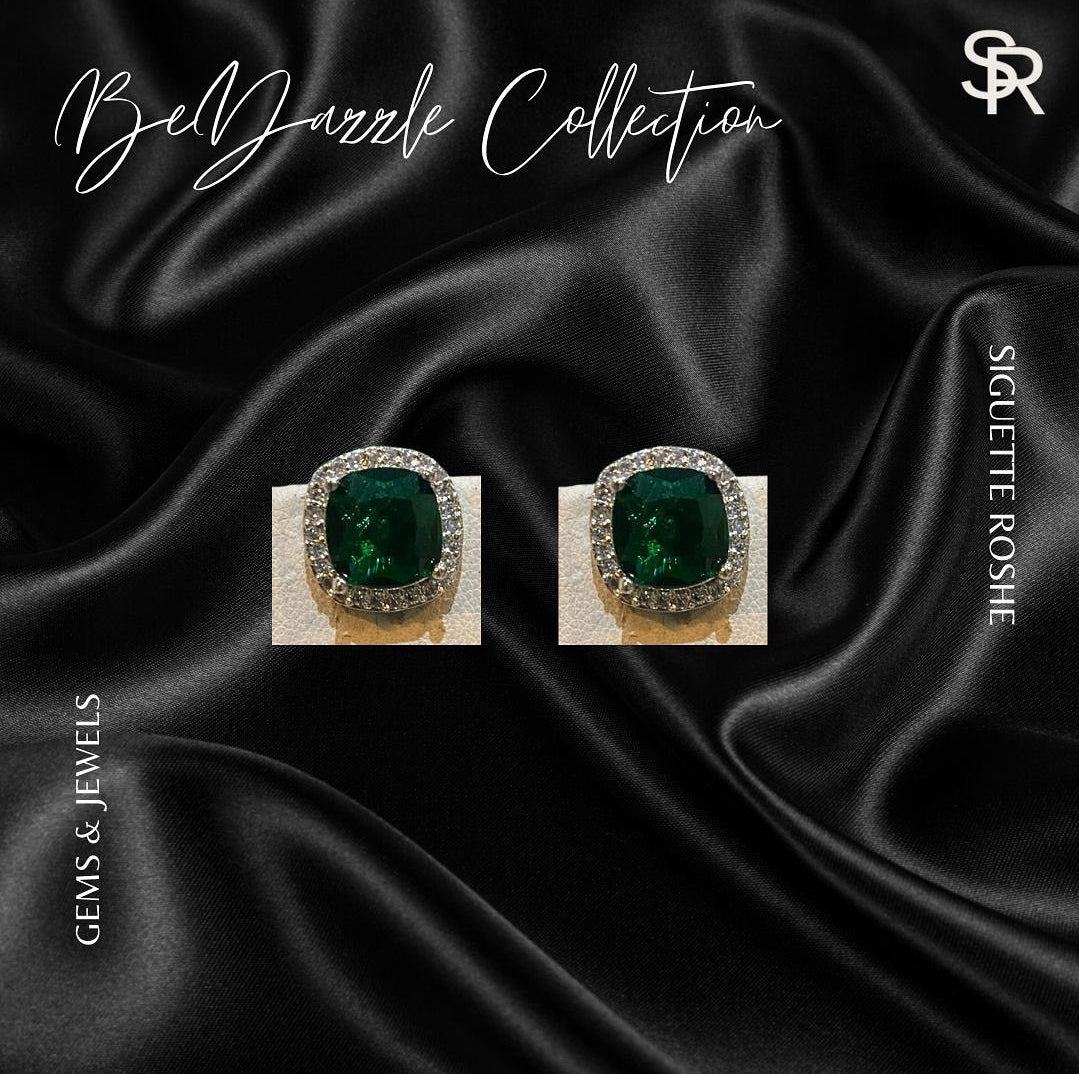Calixa Emerald American Diamond Studs