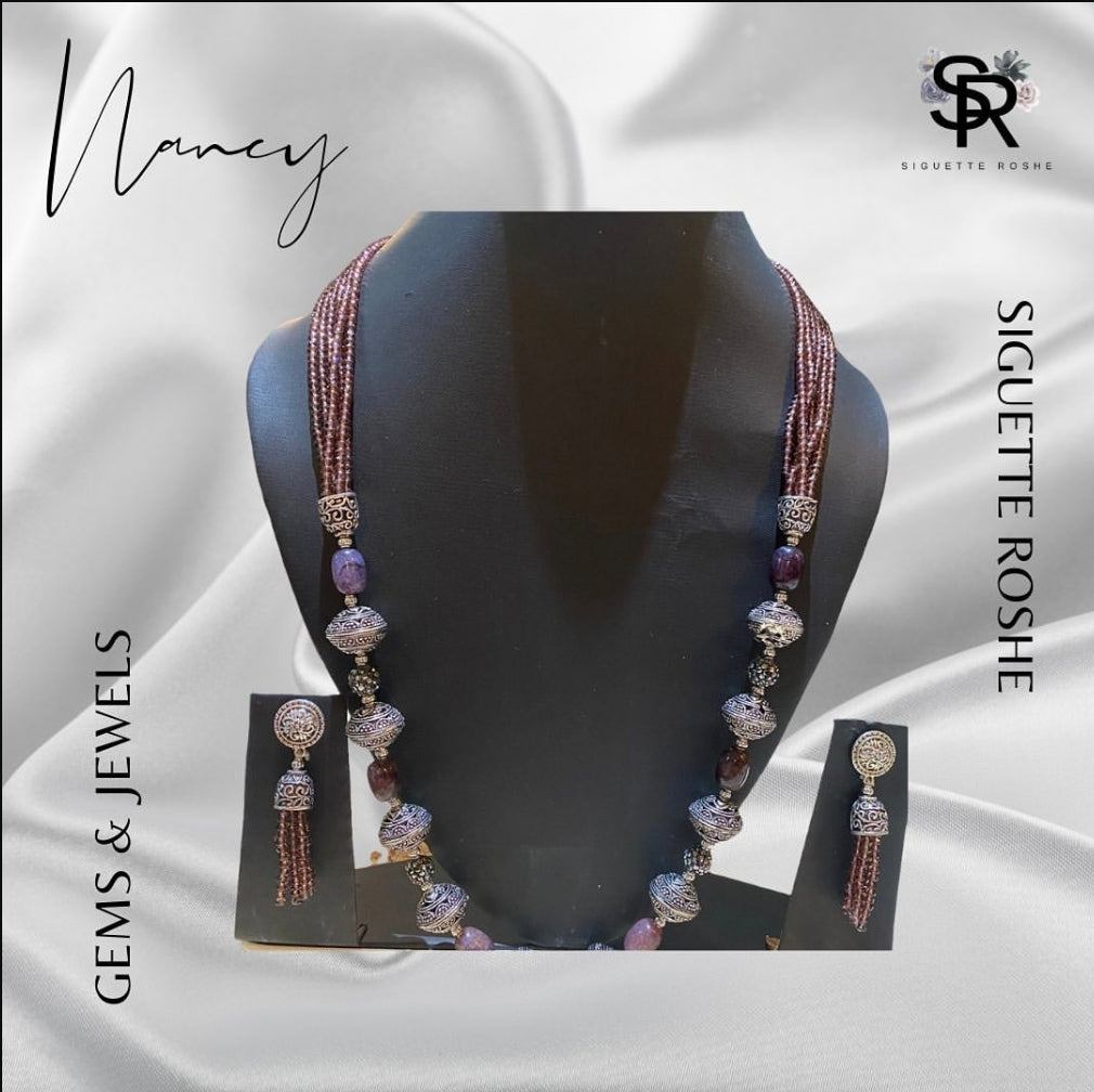 Nancy Ruby Beaded Layered Necklace