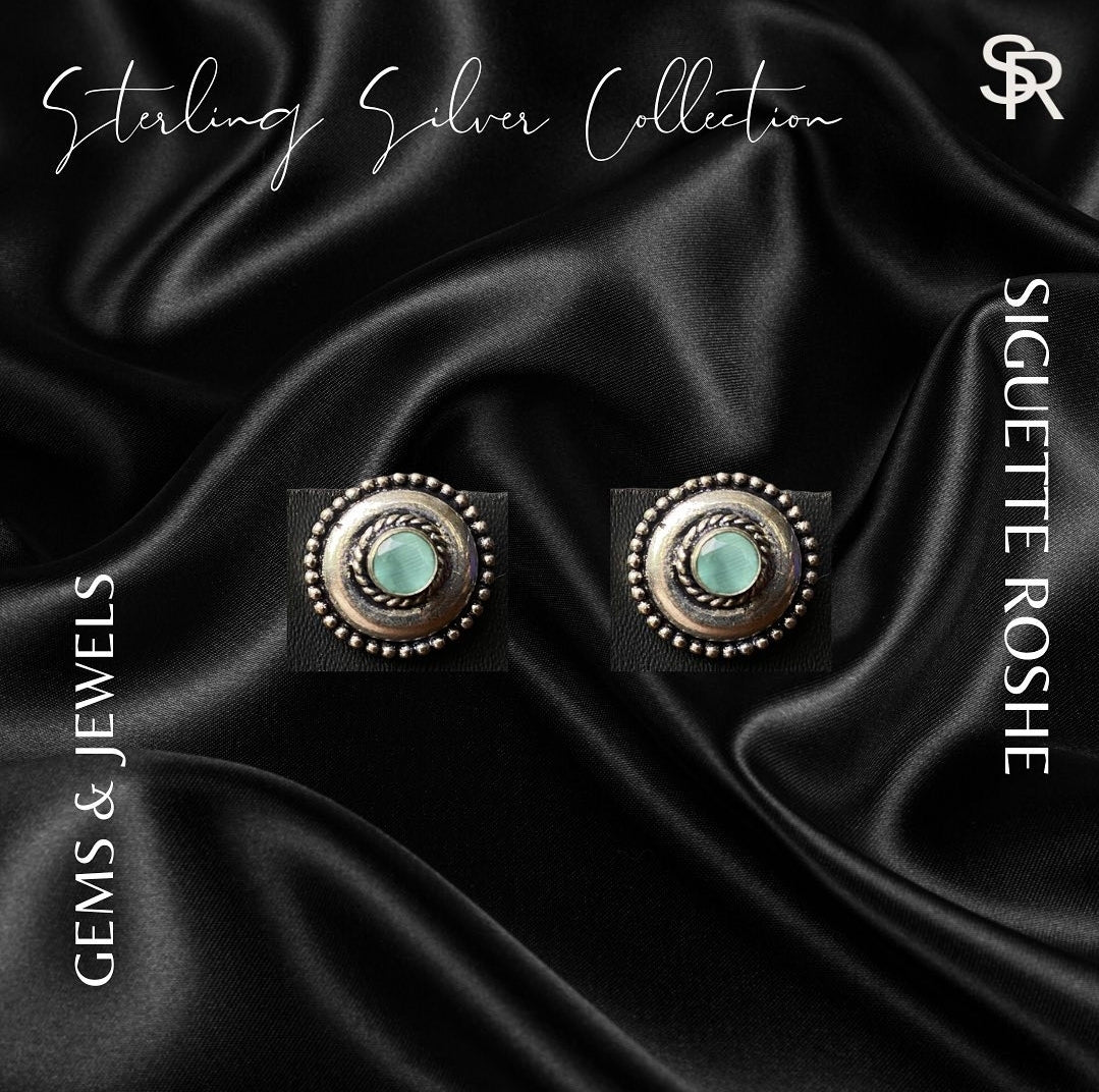 Dainty Round Flatback Studs | Oxidised Jewels