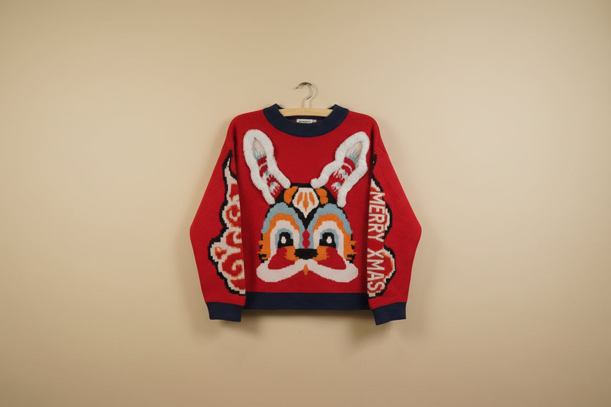 Whimsical Reindeer Motif Sweater