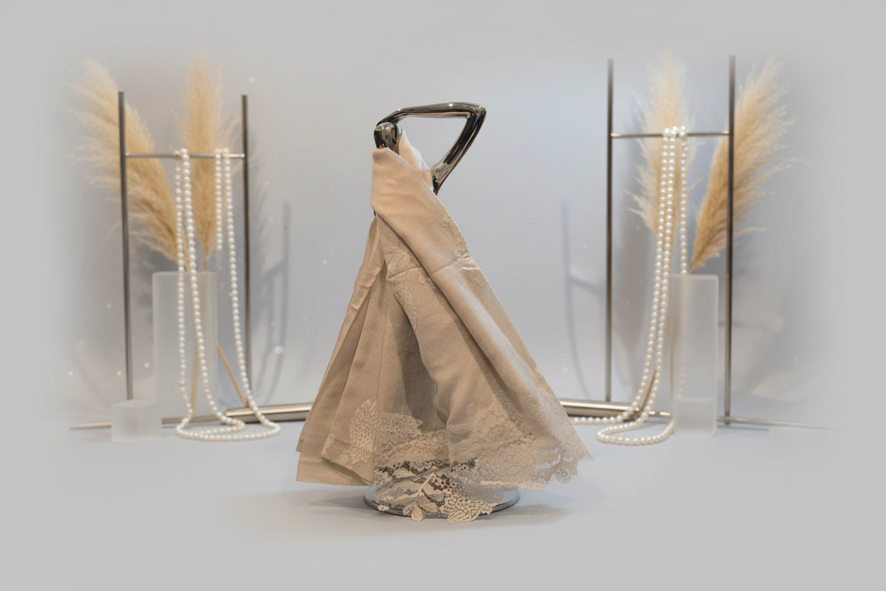 White Cashmere Wool Lace Shawl