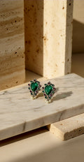 Azul Green Statement Studs With Pearls