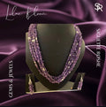 Lilac Bloom Beads Mala With Matching Earrings