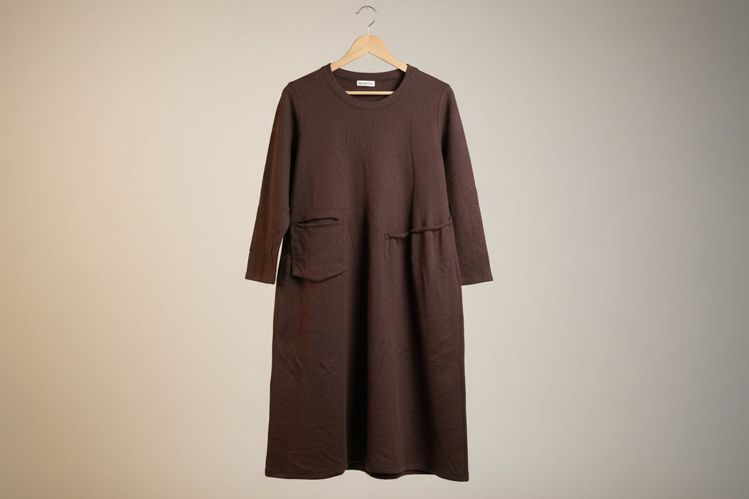 Walnut Brown Dress With Pockets