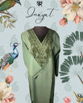 Olive Green Aari-Embroidered Cotton Kurti