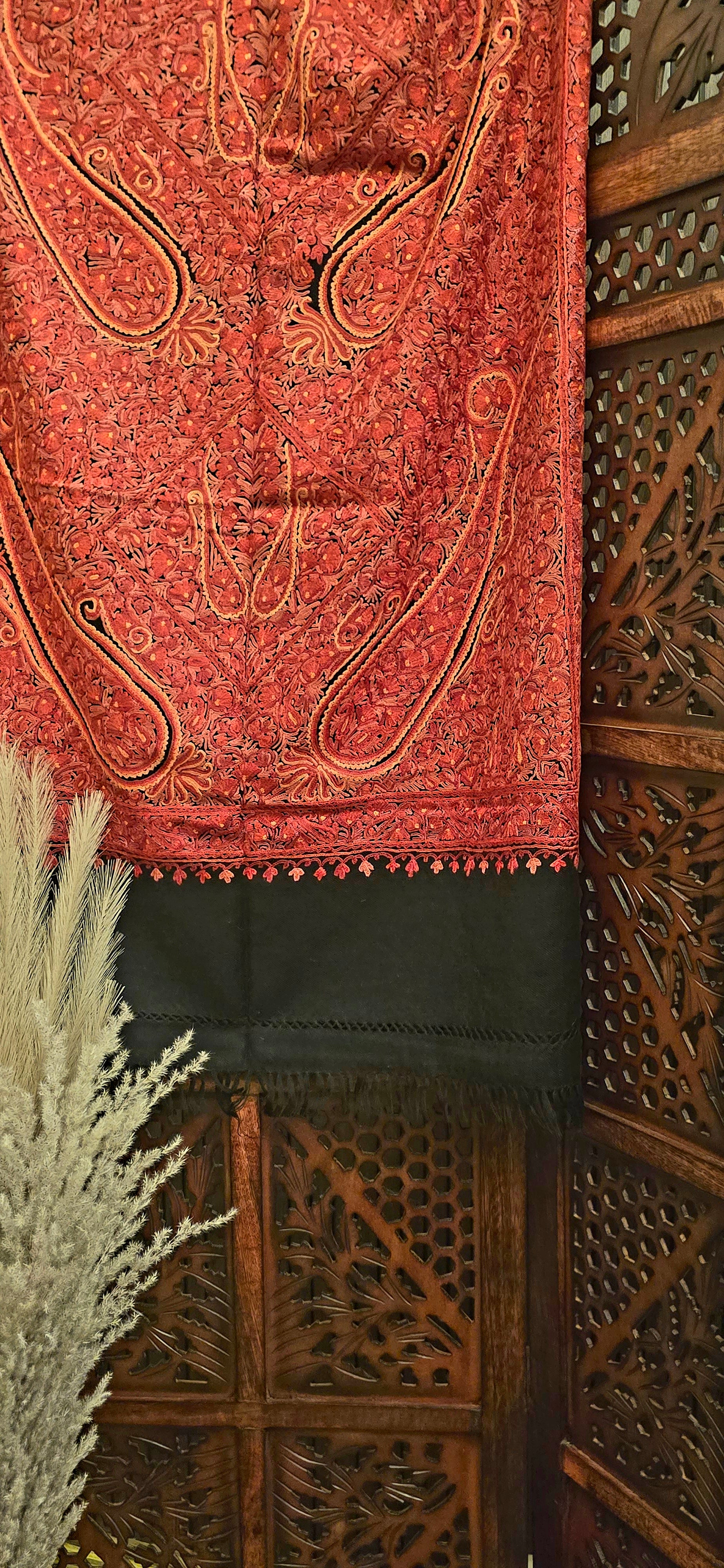 Crimson Red Pure Cashmere Wool Shawl