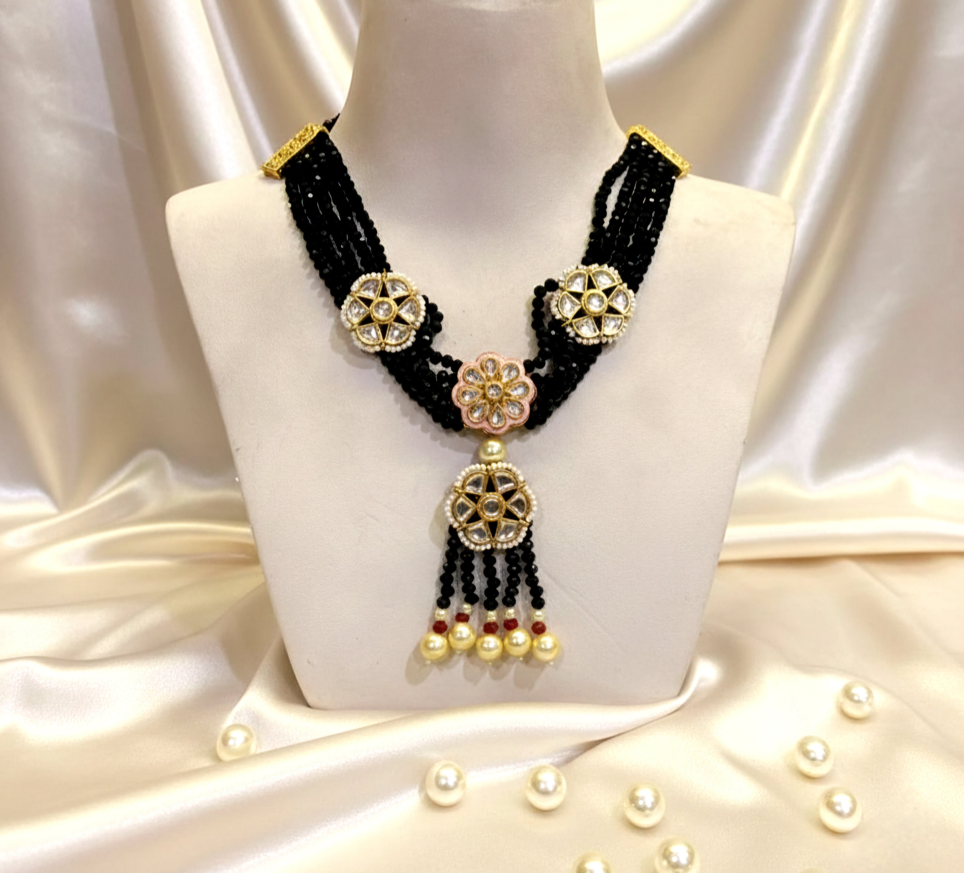 Rani Kundan Necklace With Earrings