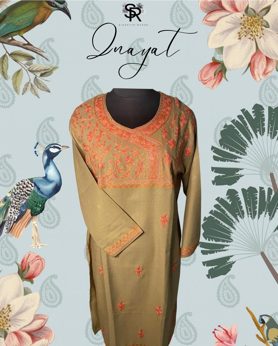 Jade Aari-Embroidered Cotton Kurti