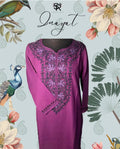 Deep Purple Aari-Embroidered Cotton Kurti