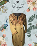 Khaki Aari-Embroidered Cotton Kurti
