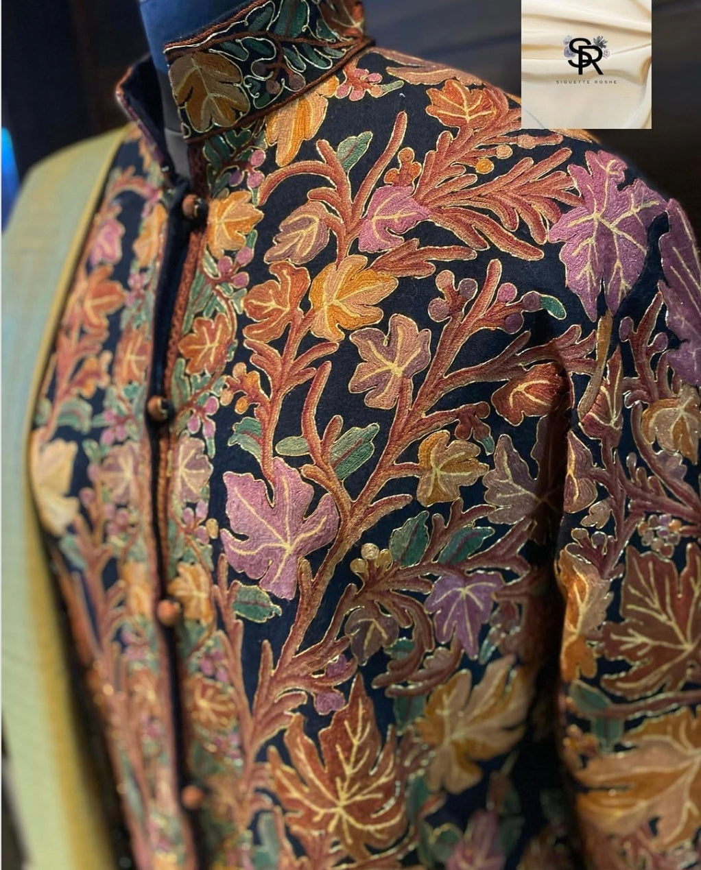 Lambswool Jacket With Aari and Zari Embroidery