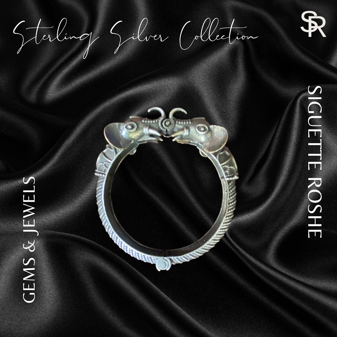 Gajanana Silver Bangle | Oxidised Jewels