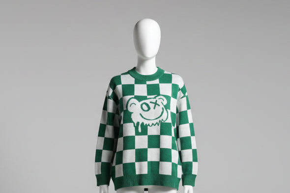 Y2K Graffiti Green Chequered Sweatshirt