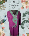 Plum Purple Aari-Embroidered Cotton Kurti