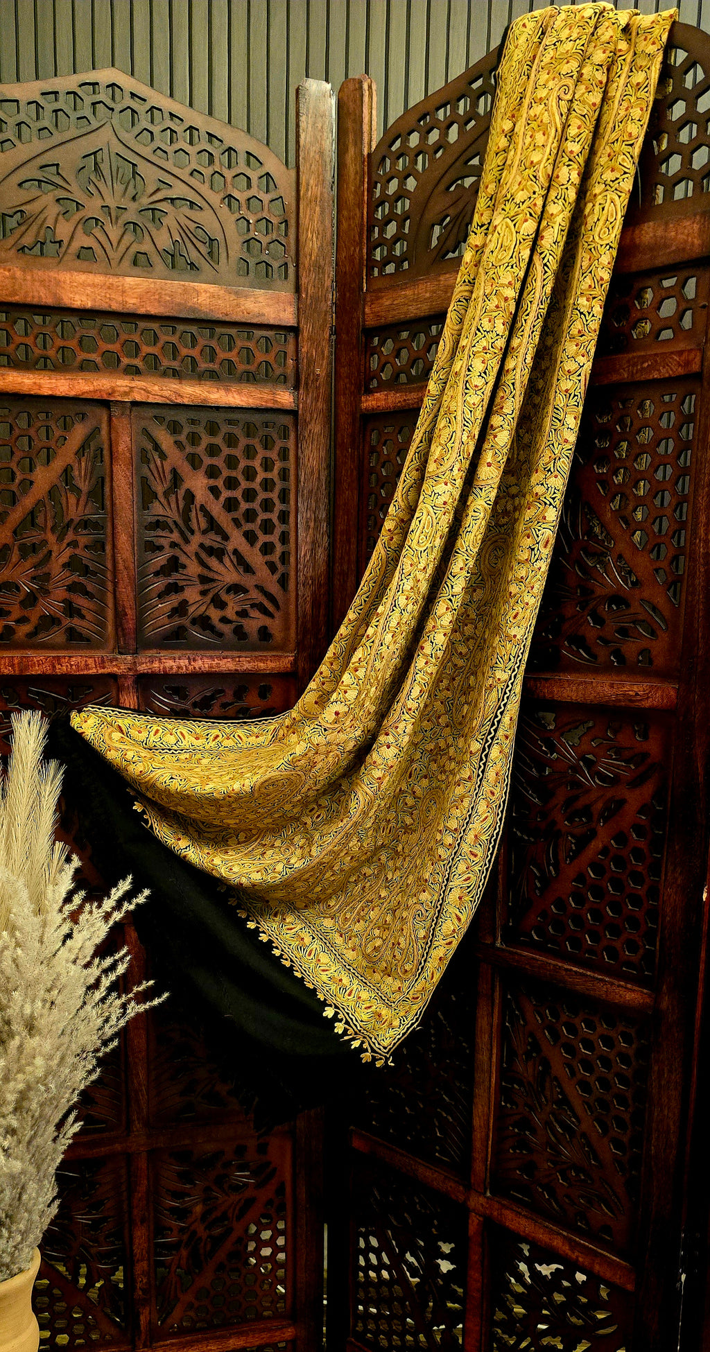 Golden Dazzle Pure Cashmere Wool Shawl