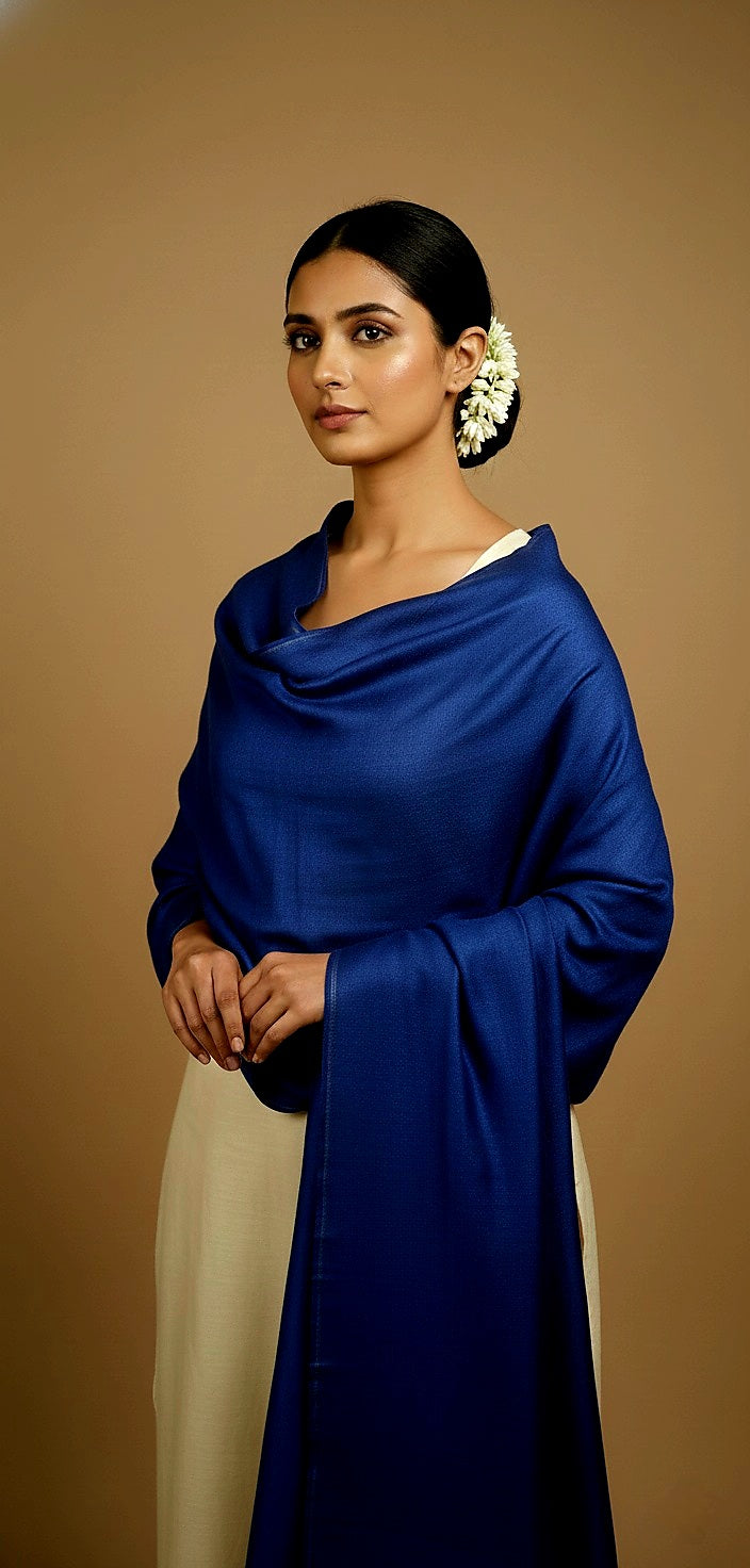 Sargoshi Deep Blue Dupioni Silk Shawl