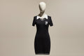 Black Varsity Y2K Slim Fit Dress With Collars