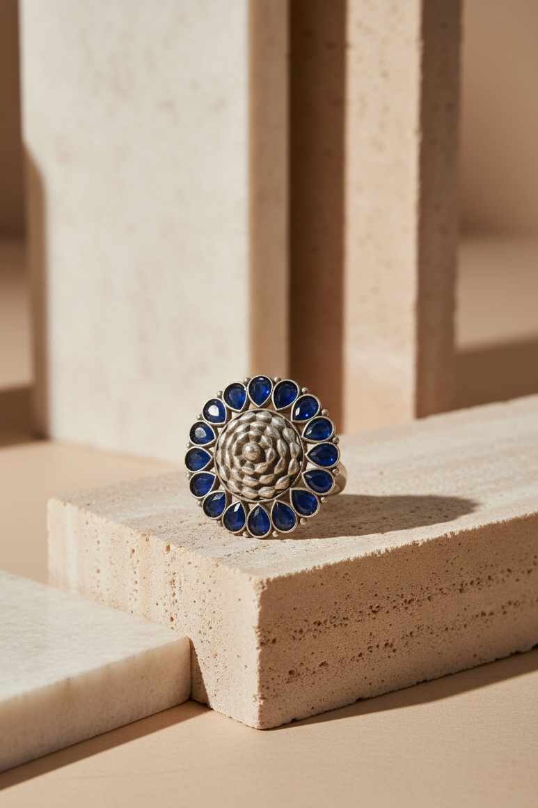 Meher Oxidised Statement Ring