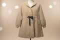 Ivory Plush Fur Jacket With Leather Bow
