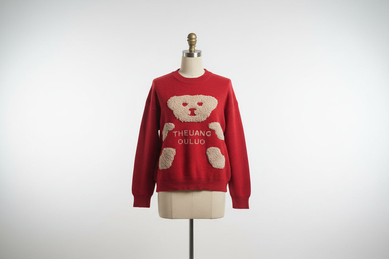 Red Teddy Crewneck Sweater