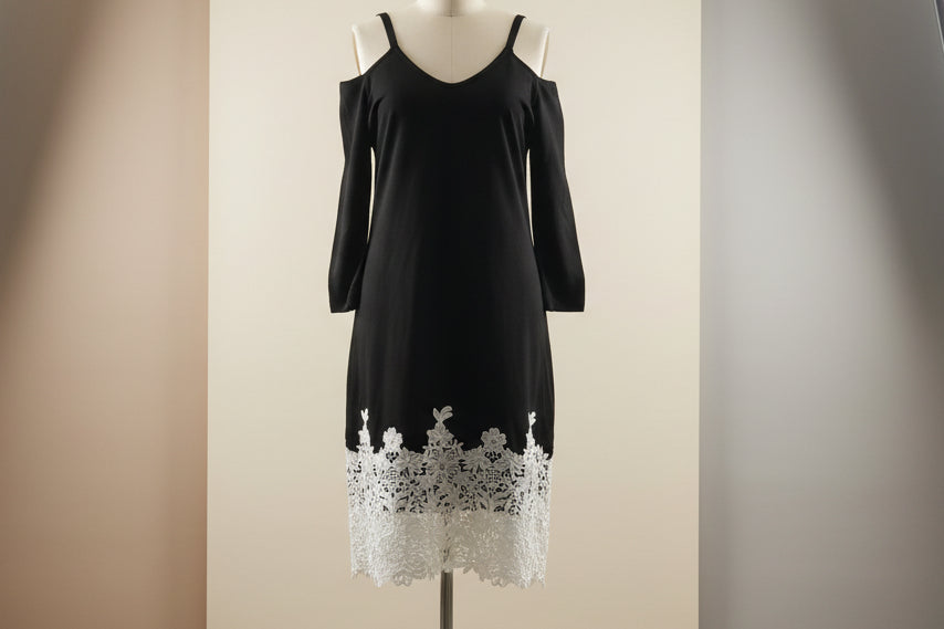 Maxi Off Shoulder Woolen Dress With Lace