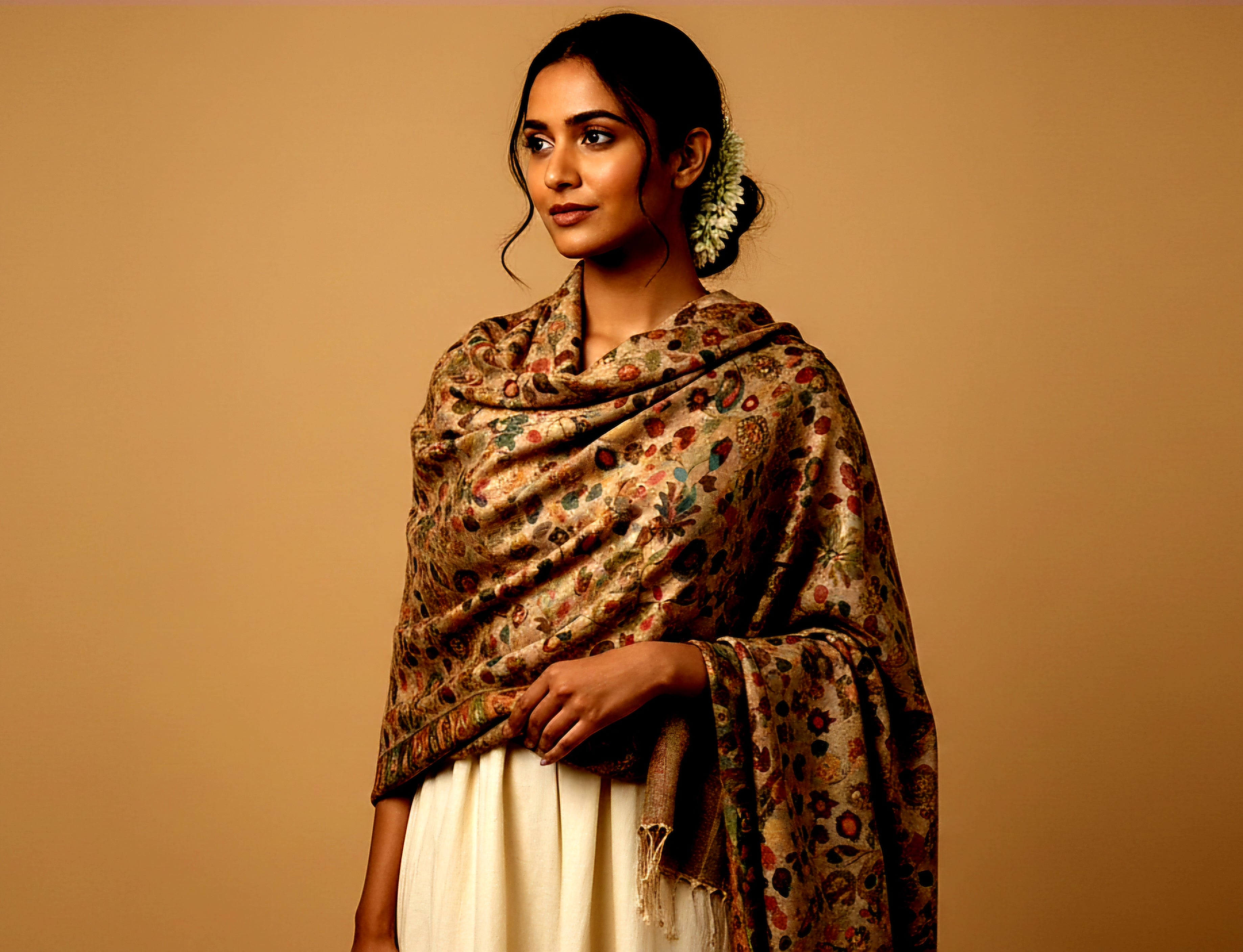 Zoon Cashmere Shawl With Kani Weave with Floral Motifs