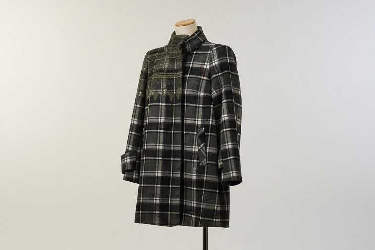 Heritage Plaid Trench Coat With Fur Hood