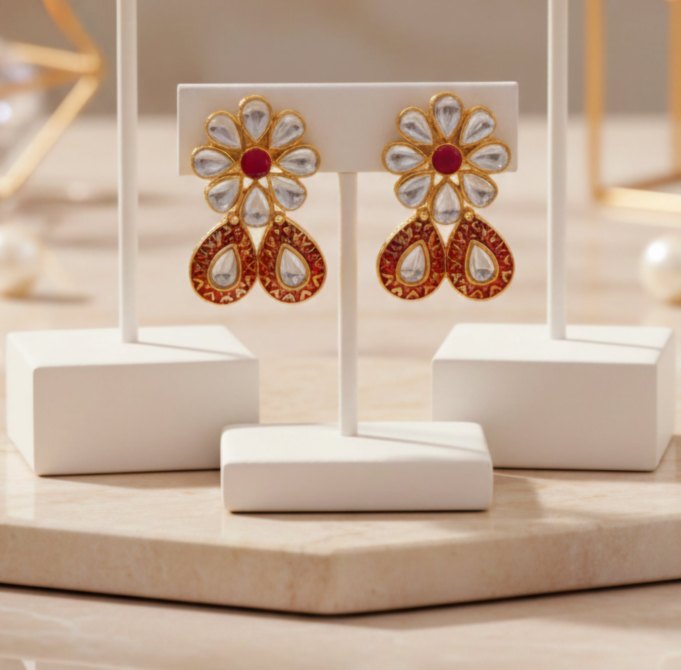 Rani Kundan Necklace With Earrings