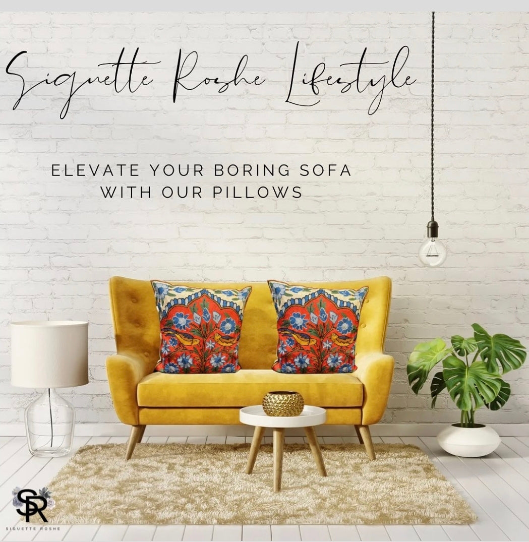 Sunny Morning Pure Organic Cotton Cushion Covers With Aari Embroidery (Set Of 2)