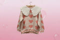 Y2K Kawaii Pink Hearts Sweater With Cotton Collars