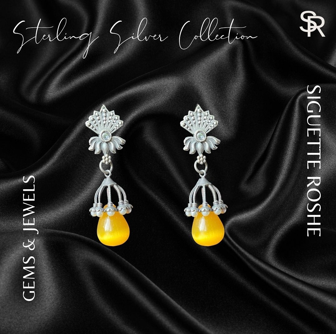 Surajmukhi Flatback Earrings | Oxidised Jewels