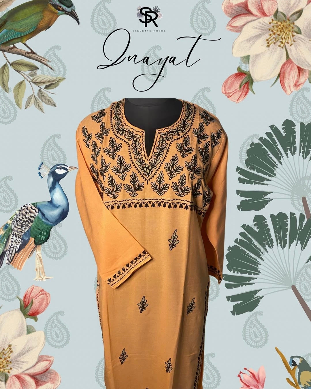 Yellow Aari-Embroidered Cotton Kurti