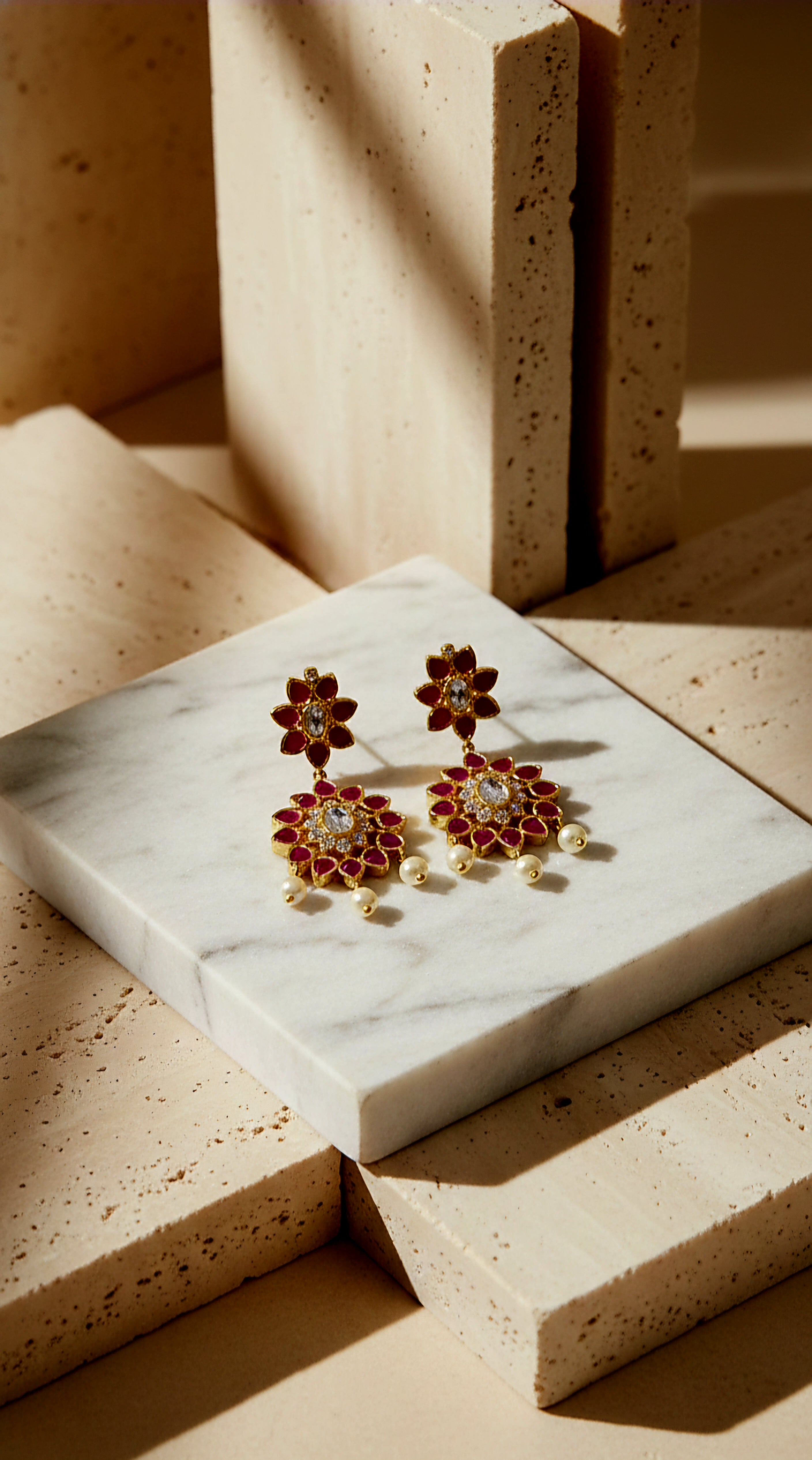Rajlakshmi Ruby Red Gemstone Choker and Matching Earrings Set